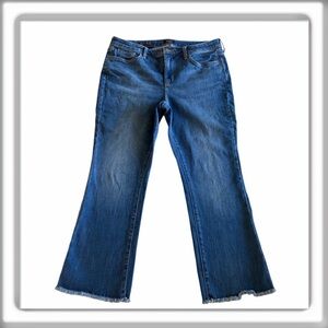 NYDJ Women's Barbara Bootcut Ankle Fray Hem Jeans Stretch Size 12